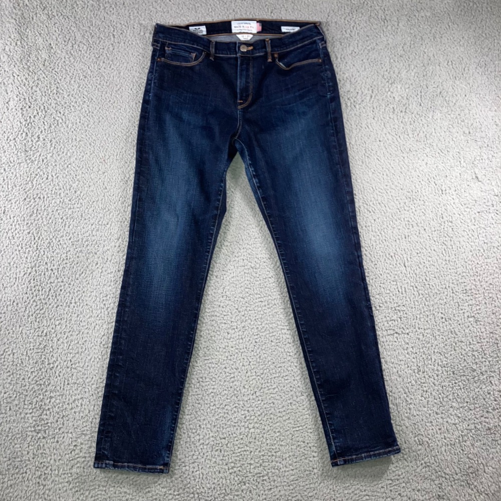 Lucky Brand Jeans Women 12 31‎ Ankle White Oak Cone Denim Dark Wash Pants